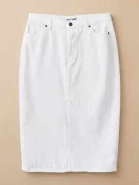 Velvet Heart White Denim Midi Skirt